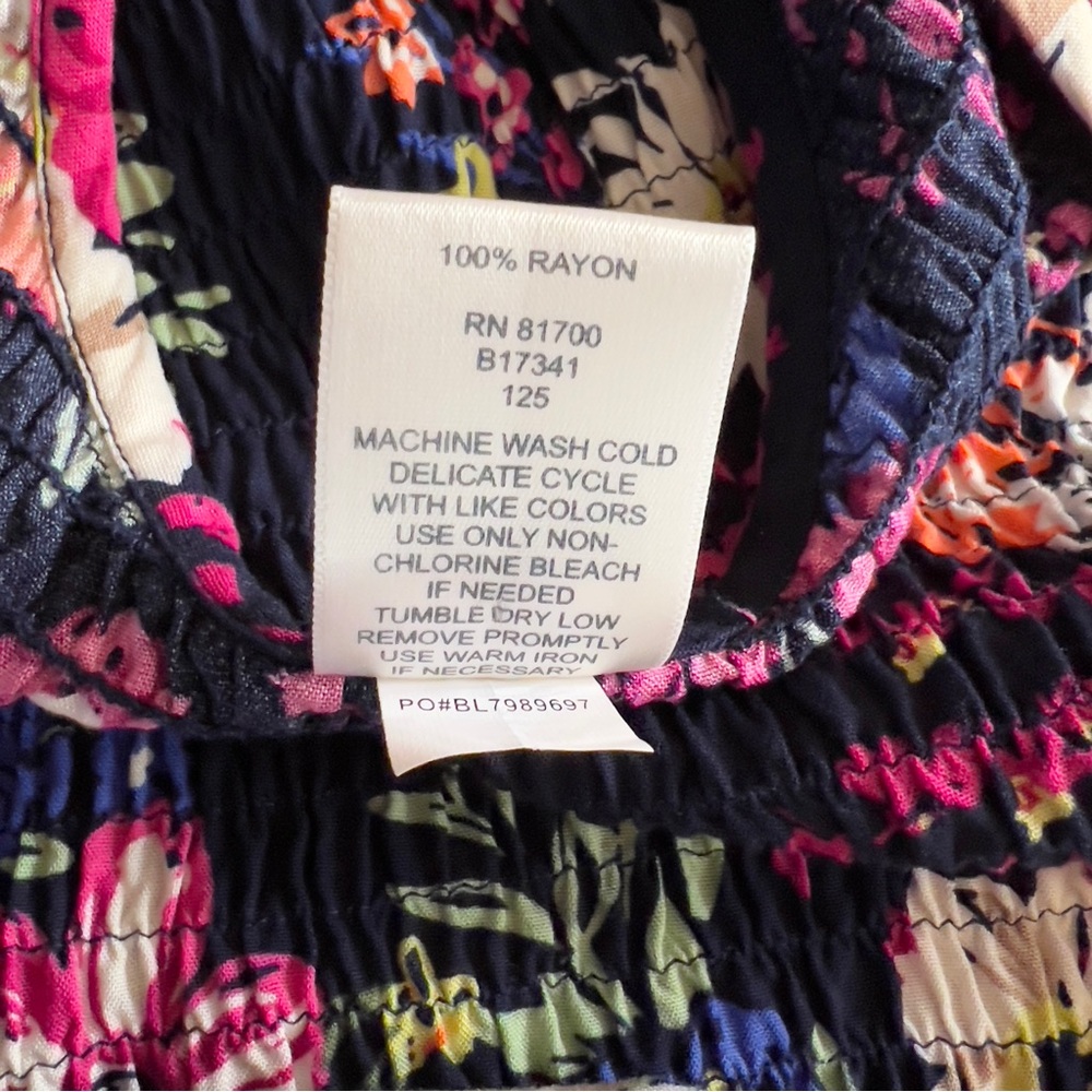 Blair Womens Cottagecore Floral Print Short Sleeve Smocked Challis Dress size L - Picture 6 of 12